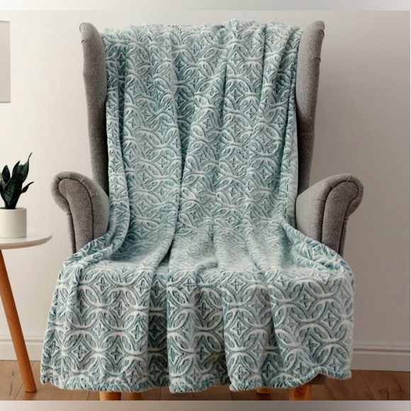 Mainstays Textured Velvet throw Medallion Teal NWT - Picture 2 of 2